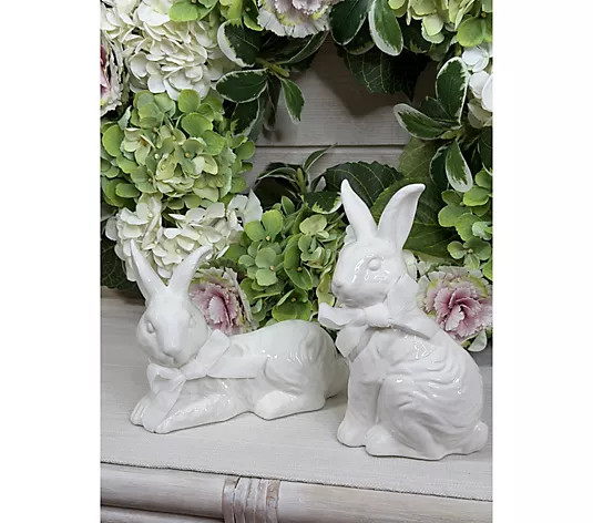 Make Your Selection: Simply Stunning Set of 2 Stone Cottage Bunnies by Janine Graff | QVC