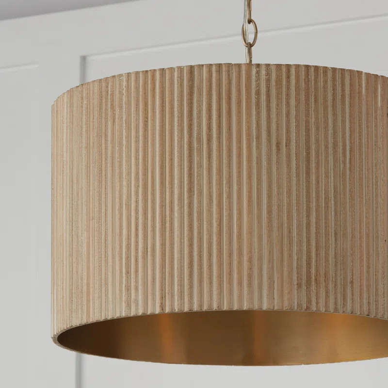 Donovan 3 - Light Gold Drum Pendant | Wayfair North America