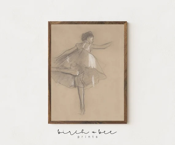 Vintage Ballerina Sketch  Antique Ballet Dancer Art Print  - Etsy | Etsy (US)