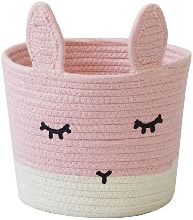 Small Cute Pink Bunny Basket for Baby Toy Baskets, Baby Laundry Baskets, Nursery Storage, Woodland N | Amazon (US)