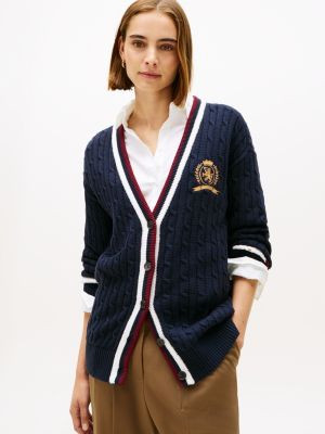 Cable Knit Crest Logo Varsity Cardigan | Tommy Hilfiger | Tommy Hilfiger (US)