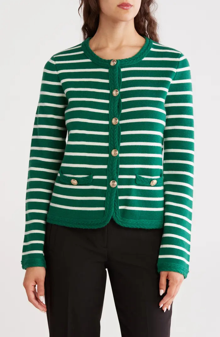 Elie Tahari The Makena Stripe Wool & Cashmere Cardigan | Nordstromrack | Nordstrom Rack