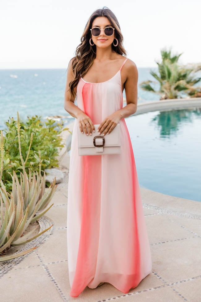 Oceans Of Love Coral Ombre Maxi Dress | The Pink Lily Boutique