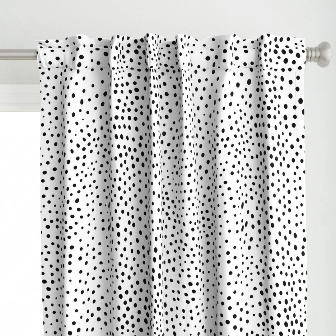 Black and White Curtain Panel Tiny Black Dots by Elisabeth_fredriksson Spotted Black Dots Small D... | Etsy (US)
