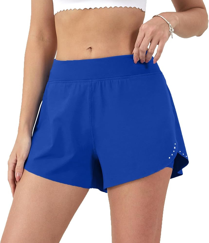 Aurefin Women's 2 in 1 Flowy Running Shorts High Waisted Athletic Shorts for Women Lightweight Wo... | Amazon (US)