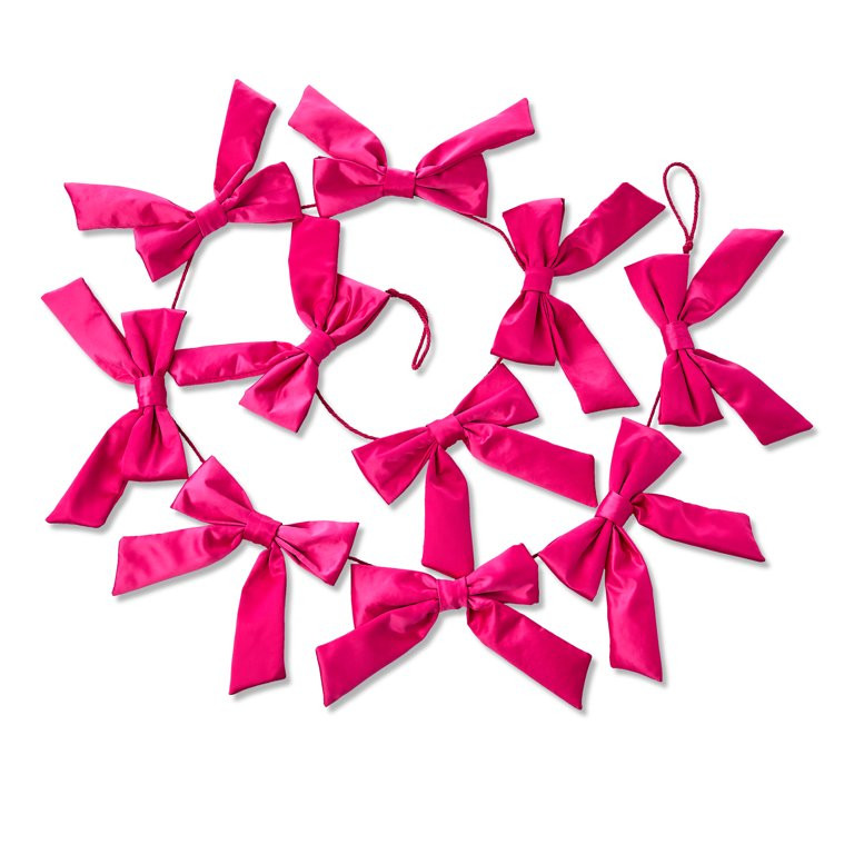 Satin Bow Christmas Garland, Pink, 6', by Holiday Time - Walmart.com | Walmart (US)