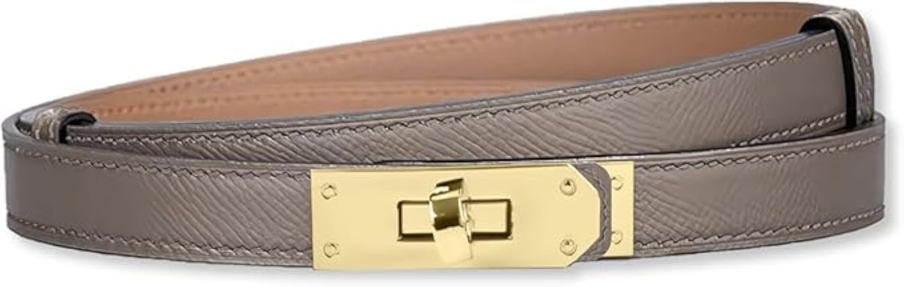 baizhong Women Skinny Leather Belt Classic Solid Color Alloy Turn Lock Ladies Adjustable Leather ... | Amazon (UK)