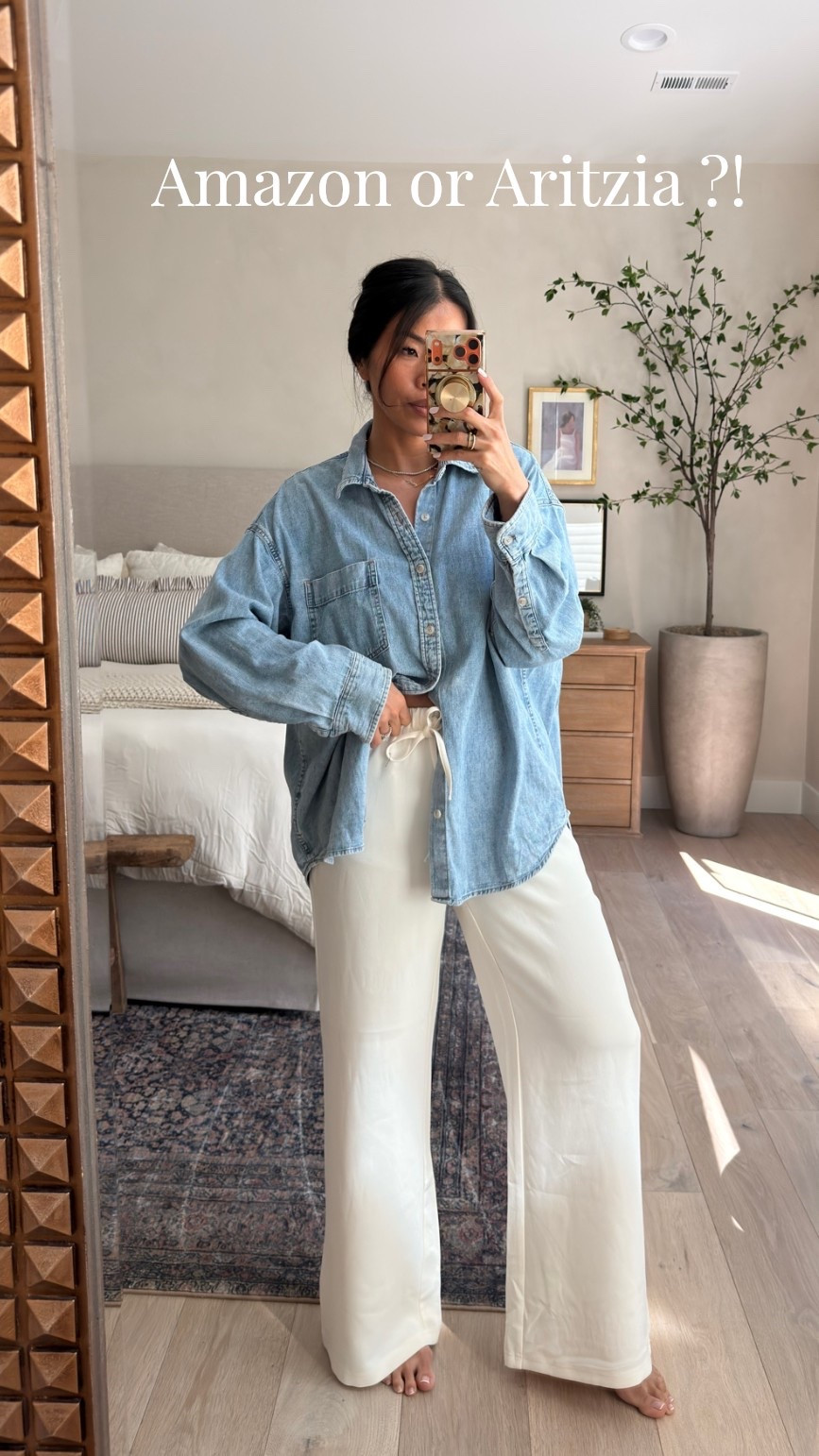 These Amazon pants are super similar to the Aritzia Lodge Pants. They are wrinkle free - perfect for travels or to wear to work. I’m wearing a medium and I’m 5’8” for reference.