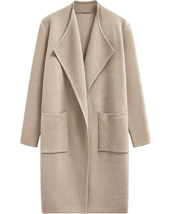 CHICWISH Women Open Front Knit Long Cardigan Patch Pocket Long Sleeve Fall Winter Casual Chunky C... | Amazon (US)