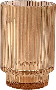 Serene Spaces Living Amber Ribbed Glass Votive Holder, Decorative Centerpiece for Wedding, Christ... | Amazon (US)