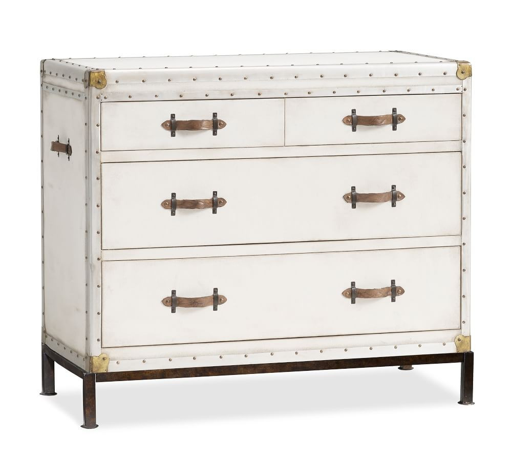 Ludlow Trunk 4-Drawer Wide Dresser, White | Pottery Barn (US)