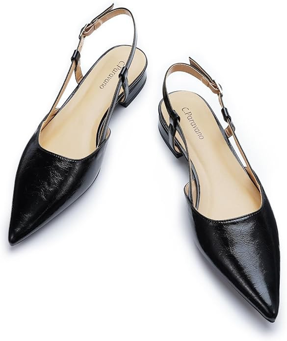 C.Paravano Slingback Flats | Pointed Toe Flats | Slingback Sandals | Women's Slingback Dress Shoe... | Amazon (US)
