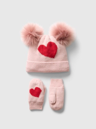 babyGap CashSoft Heart Beanie Set | Gap (CA)