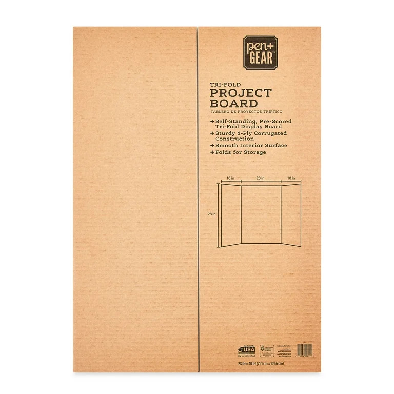 Pen+Gear White Tri-Fold Cardboard Project Display Board, 28" x 40" - Walmart.com | Walmart (US)