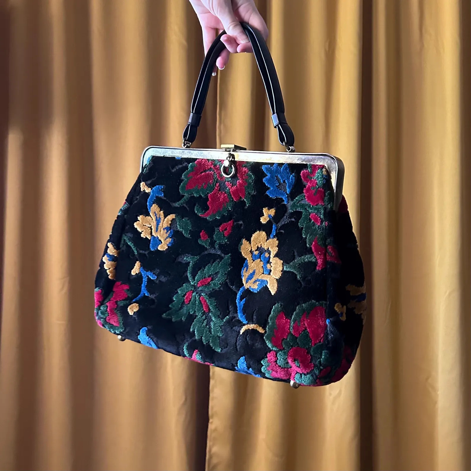 Vintage 50s 60s Floral Carpet Bag, Cara Chenille Tapestry Purse | Etsy (Global)