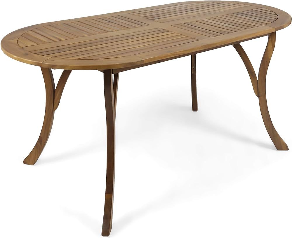 Christopher Knight Home Baia Outdoor 70" Oval Acacia Wood Dining Table, Teak | Amazon (US)