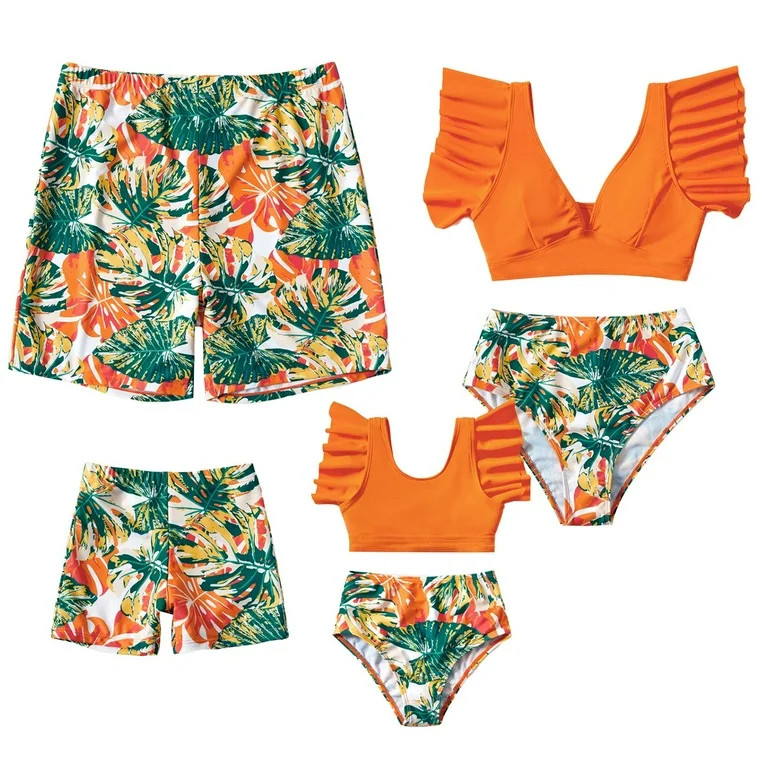 PatPat Mens Swim Trunks Tropical Board Shorts Family Matching Swimsuits Bathing Suit Outfits Set | Walmart (US)