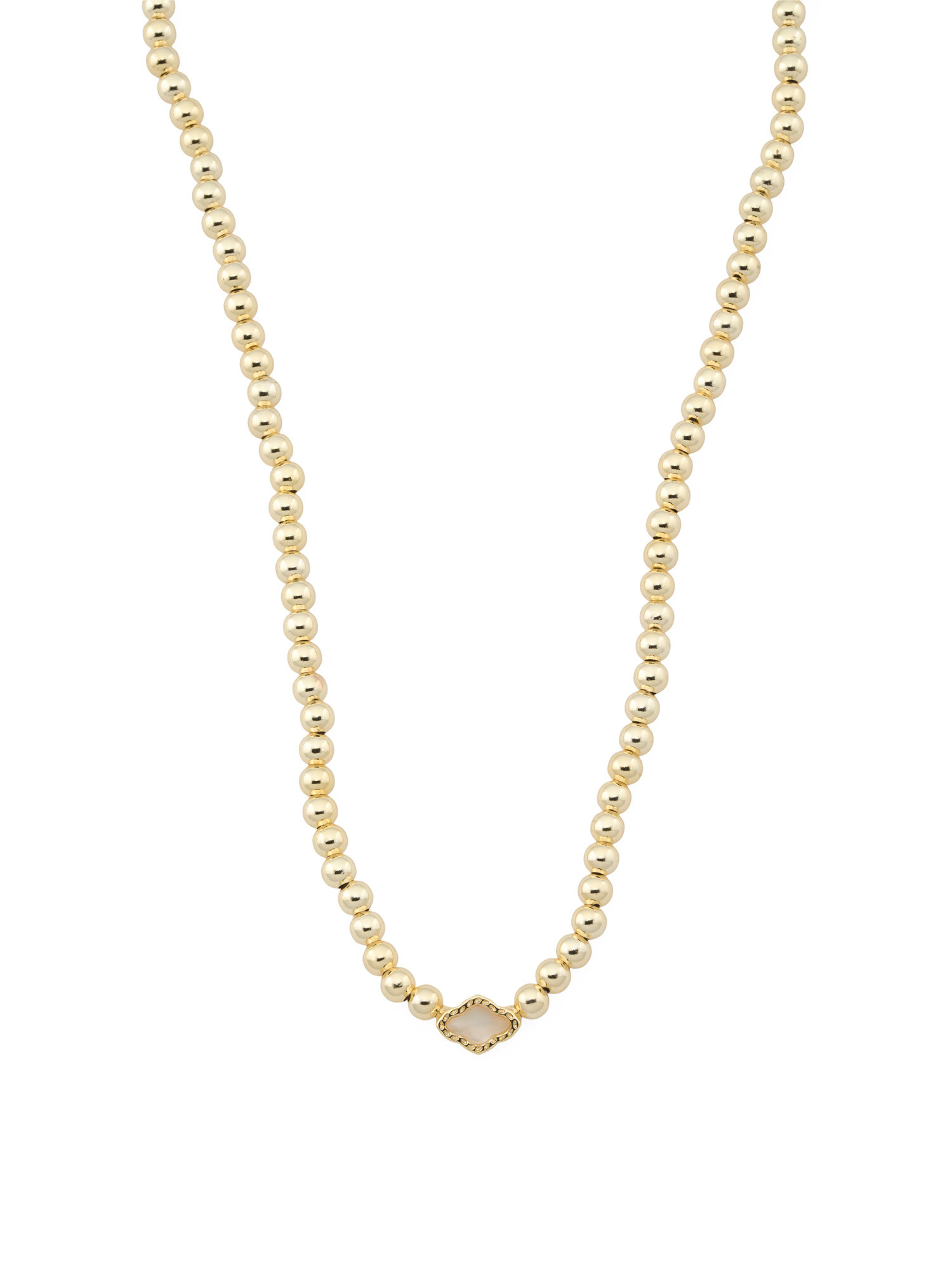 Gold Abbie Beaded Natural Mother Of Pearl Necklace | TJ Maxx