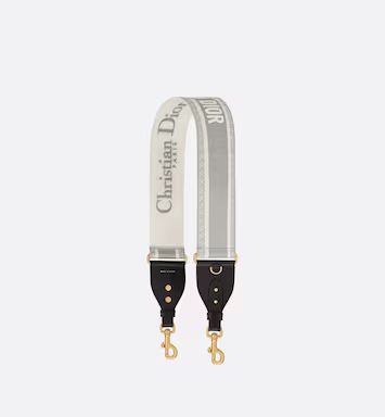Shoulder Strap with Ring Gray 'CHRISTIAN DIOR PARIS' Embroidery | DIOR | Dior Couture