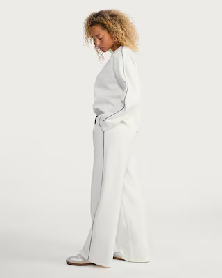 F&F Active Side Stripe Wide Leg Joggers in Cream | Tesco F&F