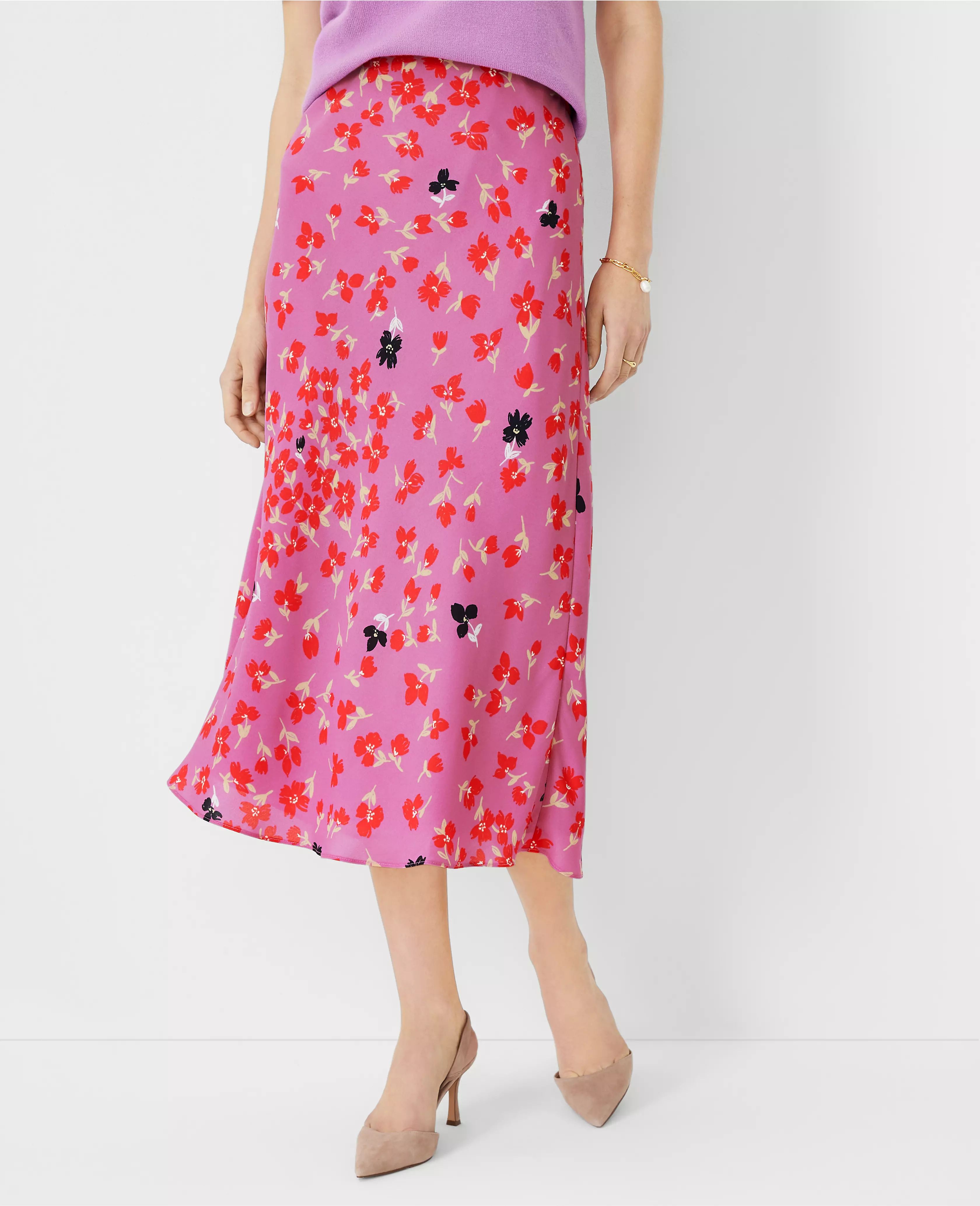 Floral Bias Slip Skirt | Ann Taylor (US)