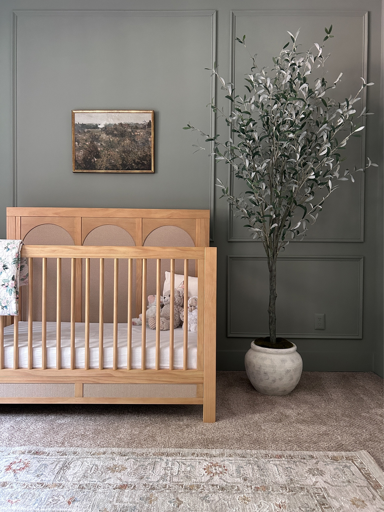 Our girls nursery with natural, fabric drawer face furniture from Namesake Home. We love our moody green nursery

#LTKbaby #LTKhome #LTKstyletip