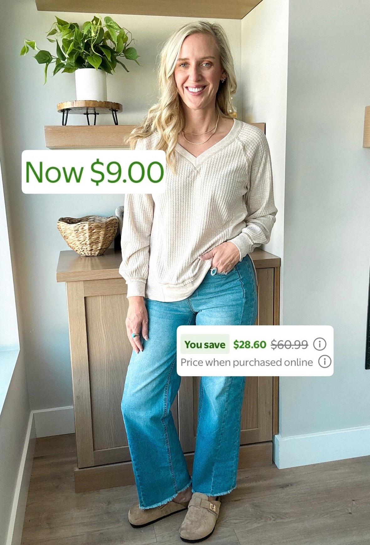 Walmart outfit on major sale 🤍 such good everyday staples at amazing prices right now.

✨ Cozy waffle-knit long-sleeve top now just $9 — soft, lightweight, and perfect for layering
✨ Easy everyday jeans on sale — such a great straight-leg fit
✨ Finished with comfy slip-on shoes for an effortless mom-on-the-go outfit

These are limited-time Walmart deals and sizes are already going quickly.

#affordablefashion #budgetfashion #walmartfashion #walmartstyle #walmartdeals #walmartfinds #walmartrollbacks #lookforless #momstyle #momfashion #everydayoutfits #casualstyle #neutralstyle #budgetfriendly #affordablestyle #walmarthaul #ltkunder25 #ltkfinds #ltkfashion

#LTKSaleAlert #LTKHoliday #LTKMidsize