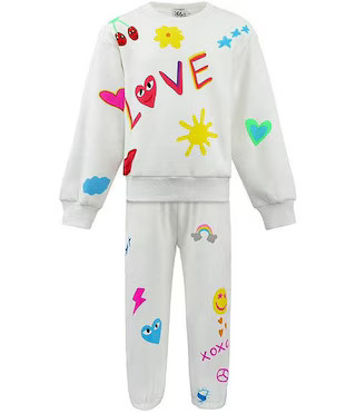 Lola + The Boys Little/Big Girls Love Doodle Print Pullover Sweatshirt & Jogger Pants Set | Dilla... | Dillard's