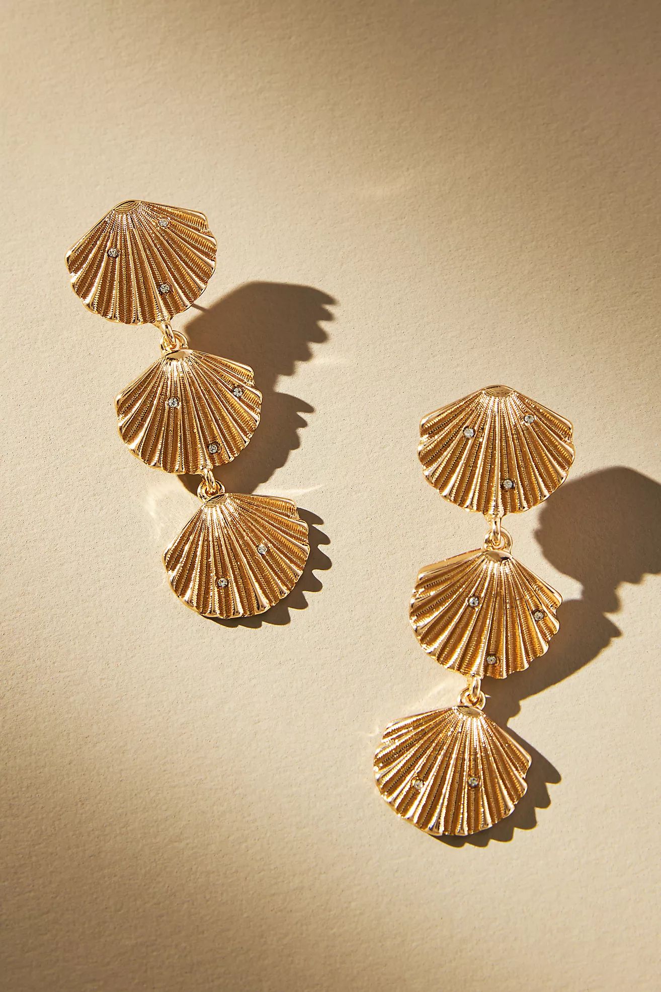 Triple Scalloped Shell Drop Earrings | Anthropologie (US)