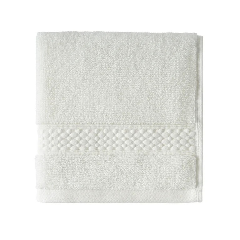Beautiful by Drew Barrymore Dobby Washcloth, Soft 100% Cotton, Off White | Walmart (US)