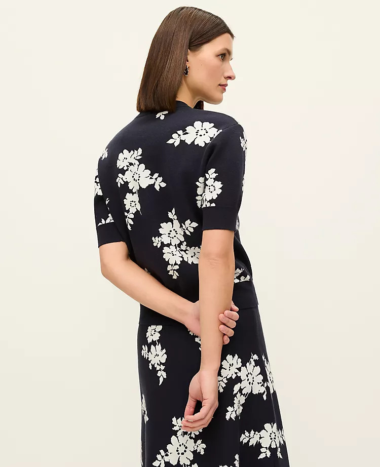 Petite Floral Jacquard Sweater Tee | Ann Taylor