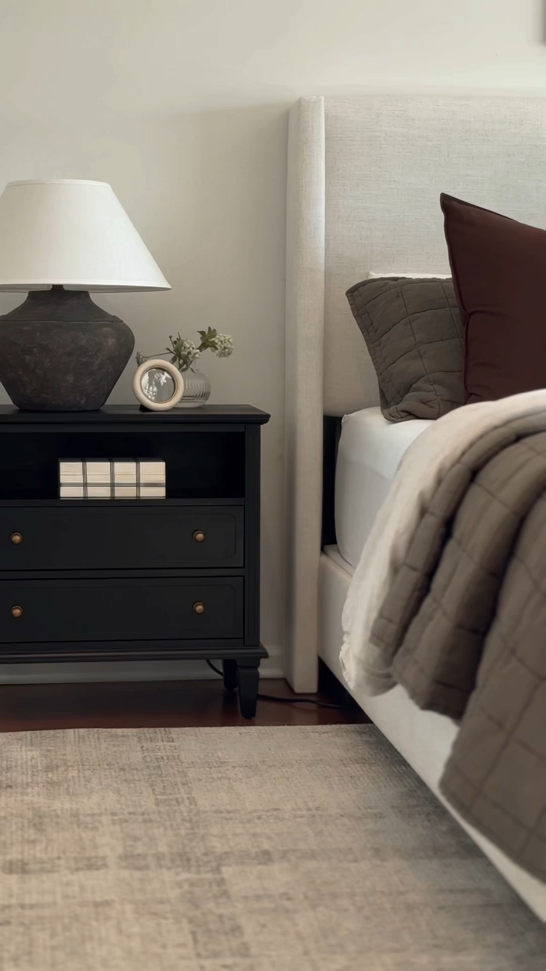 Nightstand decor, nightstand lamp, bedroom decor, bedroom rug, quince bedding, charging nightstand, bedroom accent chair, dresser, bedroom furniture

#LTKHome