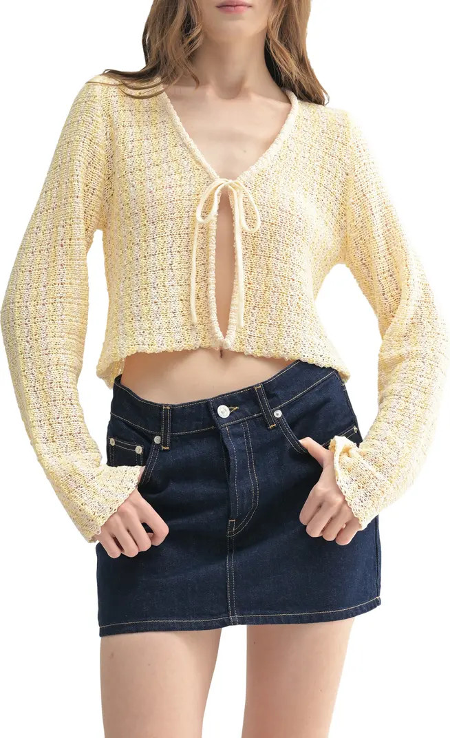 Textured Tie Front Crop Cardigan | Nordstrom