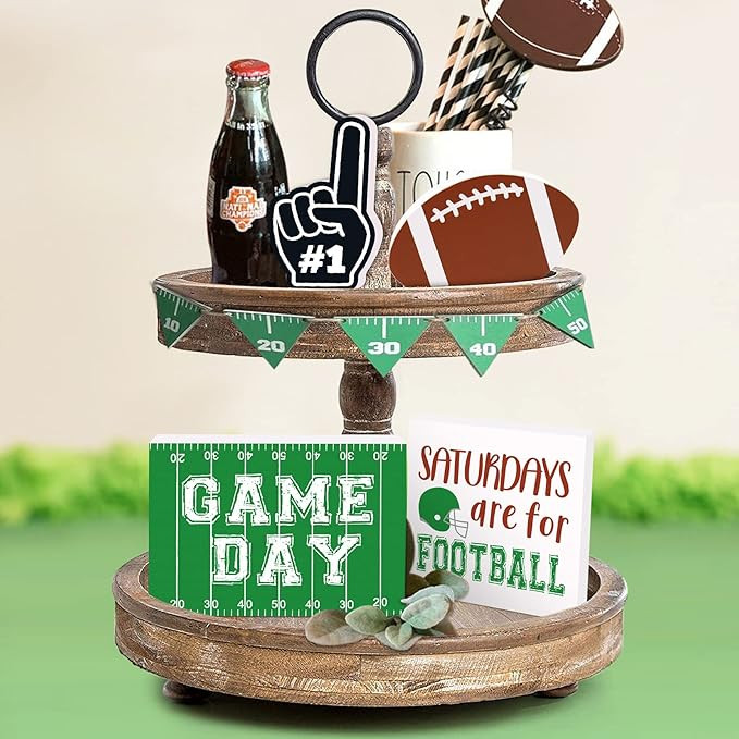 Zingoetrie Football Decorations Farmhouse Football Tiered Tray Decor Rugby Party Supplies Game Da... | Amazon (US)