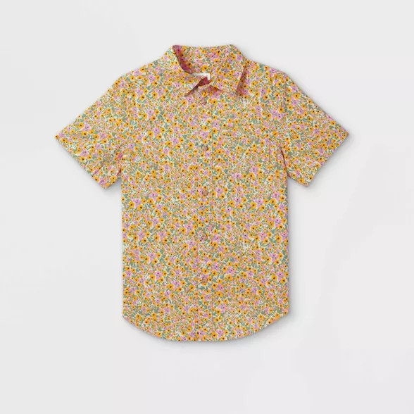 Boys' Button-Down Short Sleeve Shirt - Cat & Jack™ Yellow | Target