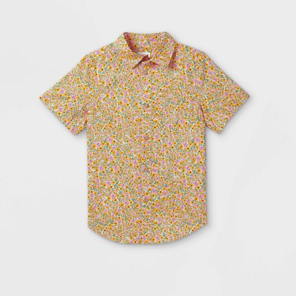 Boys' Button-Down Short Sleeve Shirt - Cat & Jack™ Yellow | Target