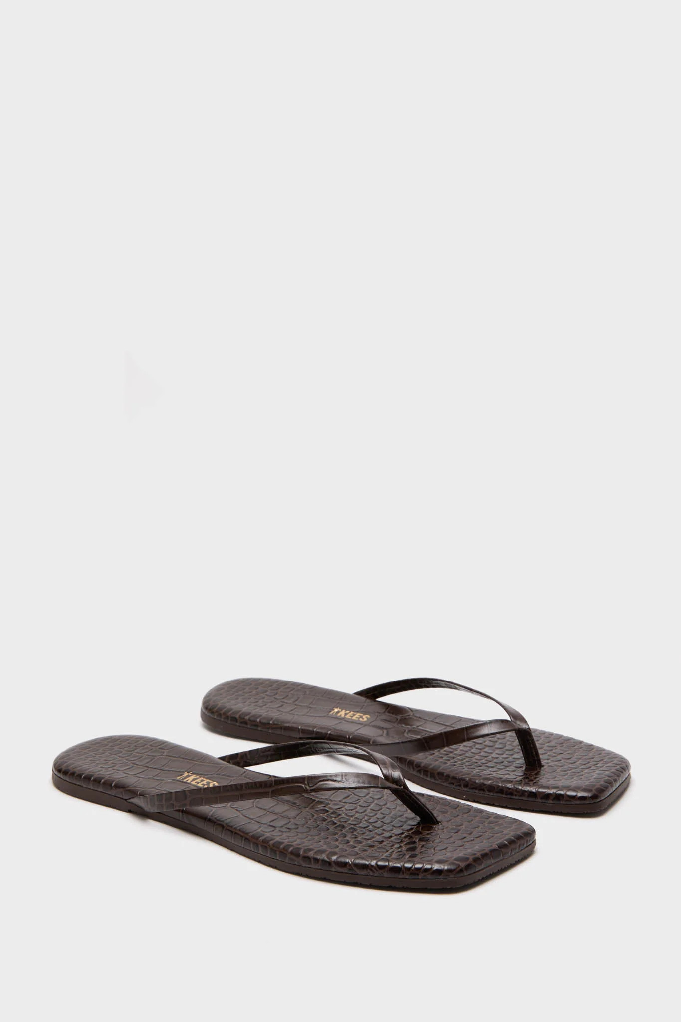 Carob Croc Square Toe Lily Flip Flops | Tuckernuck (US)