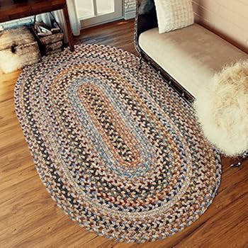 Super Area Rugs Tribeca Soft & Reversible Wool Braided Rug, Made in USA, Wheat Field, 5' X 8' | Amazon (US)