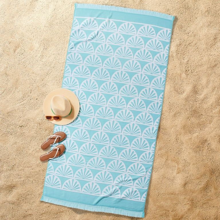 Better Homes & Gardens Oversized Cotton Blend Blue Sun Print Beach Towel, 38" X 72" | Walmart (US)