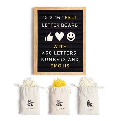 Amped Co - 162X12" Premium Felt Letter Board: 460 Letters, Oversized Emojis, Oak Wood Frame, PreC... | Target