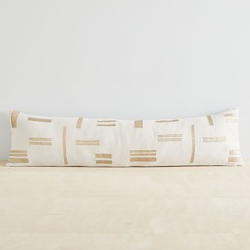 Embroidered Metallic Blocks Oversized Lumbar Pillow Cover | West Elm (US)