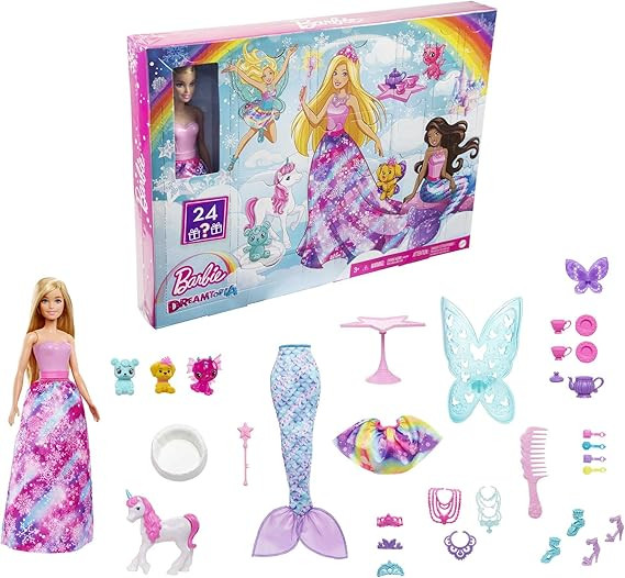 Barbie Dreamtopia Advent Calendar, Fantasy-Themed with 24 Surprises, Daily Toys Include Barbie Fa... | Amazon (US)