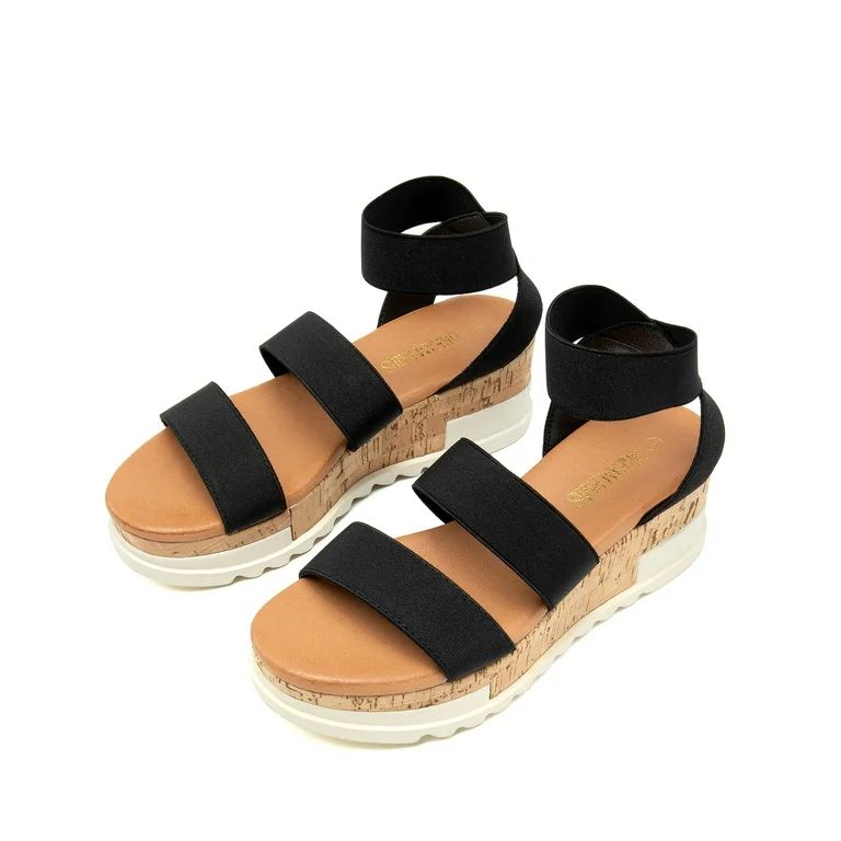 DREAM PAIRS Women's Open Toe Ankle Strap Casual Flatform Platform Sandals BLACK size 8.5 | Walmart (US)