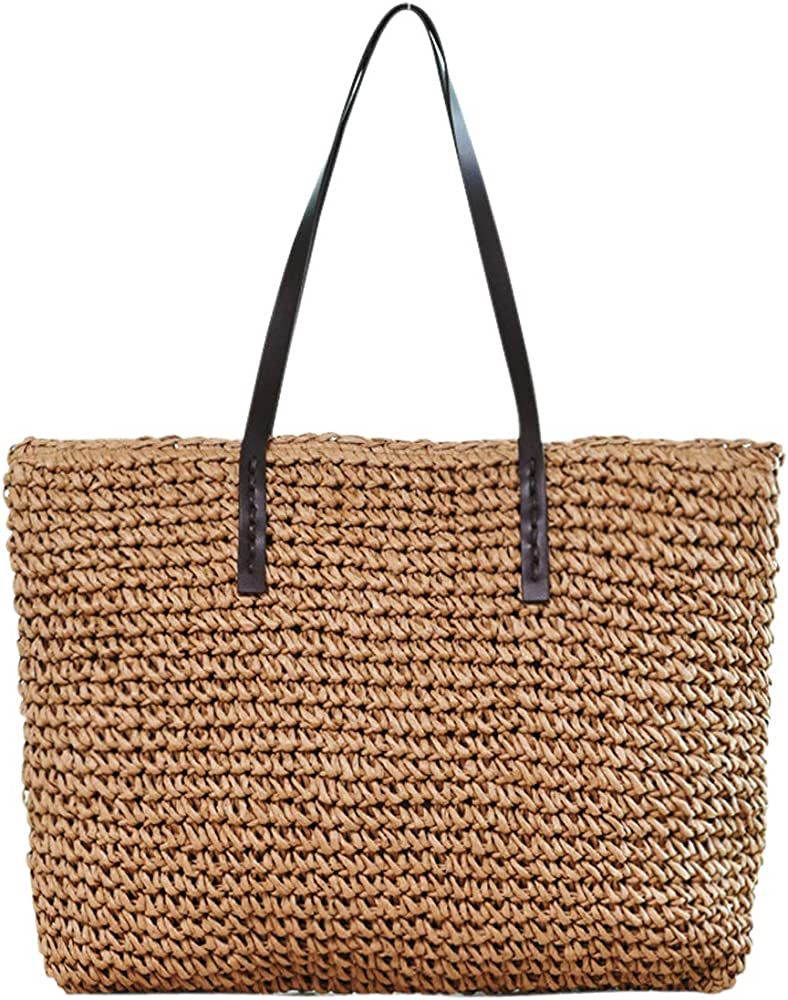 Ayliss Women Straw Woven Tote Large Beach Handmade Weaving Shoulder Bag Purse Straw Handbag | Amazon (US)