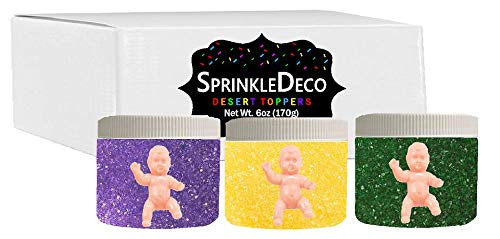 Mardi Gras King Cake Decoration Gift Box Kit Yellow Green Purple Sanding Sugars with King Baby - ... | Amazon (US)