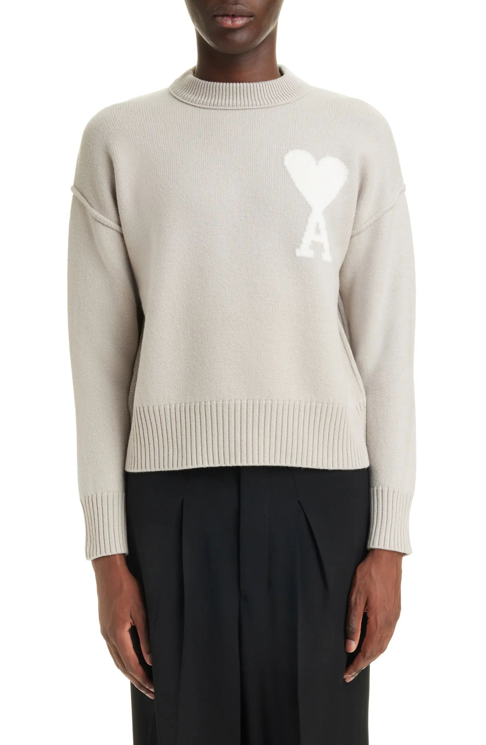 AMI PARIS Ami de Coeur Monogram Wool Sweater | Nordstrom | Nordstrom