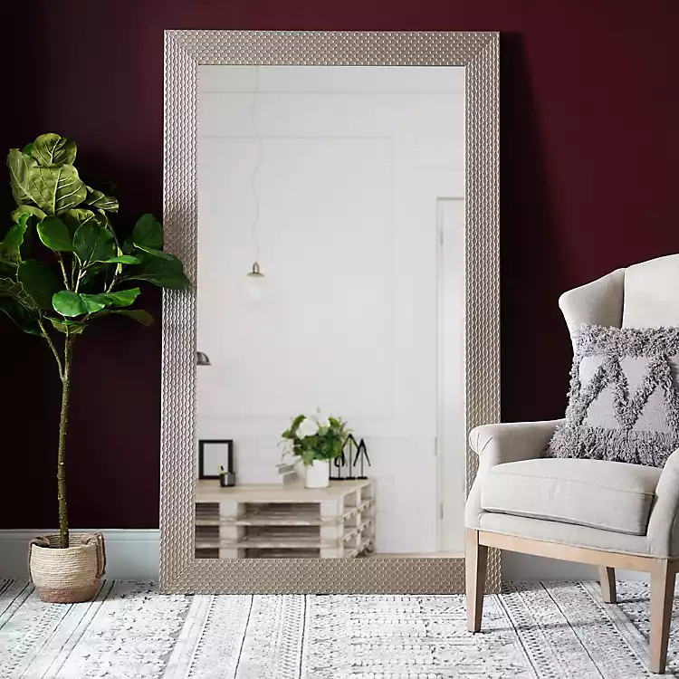 Silver Embossed Honeycomb Mirror, 45x75 in. | Kirkland's Home