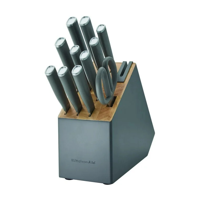 KitchenAid Classic 12-Piece Japanese Steel Knife Block Set with Built-in Knife Sharpener, Charcoa... | Walmart (US)