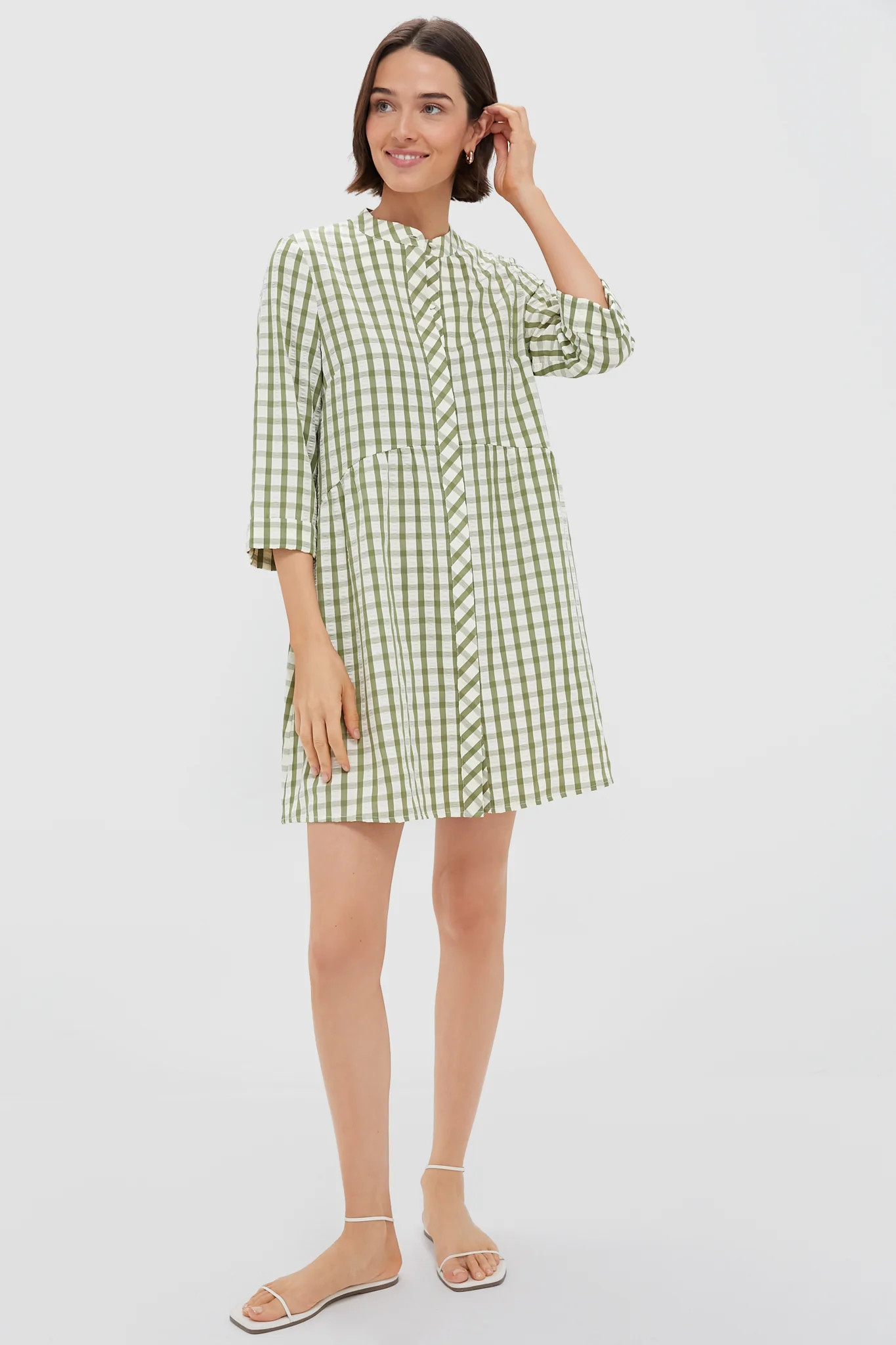 Sage Seersucker Gingham Royal Shirt Dress | Tuckernuck (US)