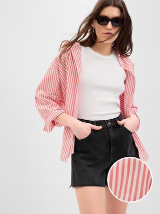 3/4 Sleeve Stripe Big Shirt | Gap (US)